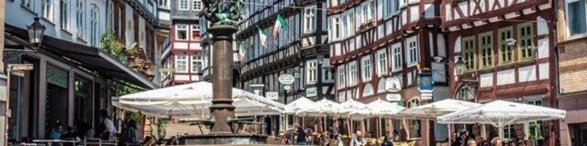 Marburg is located on the banks of the River Lahn in Hesse, Germany. The statue of top of the column is St George slaying the dragon. When I visited the musicians were giving a fine performance of the song “Feelings”. One of Marburg’s most important institutions is Philipps University.
While in Marburg I notice a number of visually impaired people walking with guide sticks. The Philipps University has a number of courses that are designed for people with disabilities.