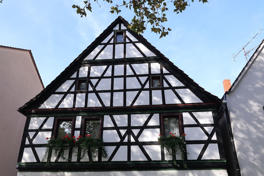 Altes Fachwerkhaus im Zentrum der Stadt Viernheim in Hessen