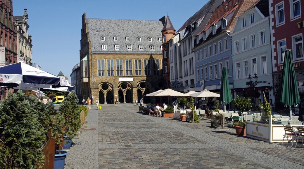 Market place with historical town hall Minden Teutoburg Forest North Rhine-Westphalia Germany