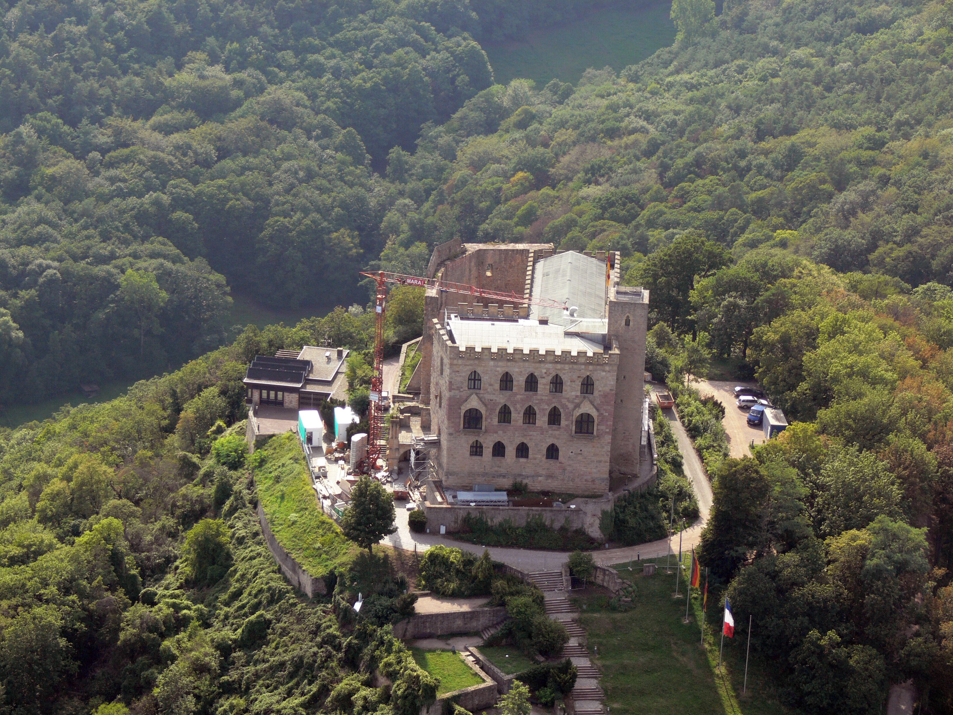 Hambacher Schloss, Rheinland-Pfalz, Luftaufnahme