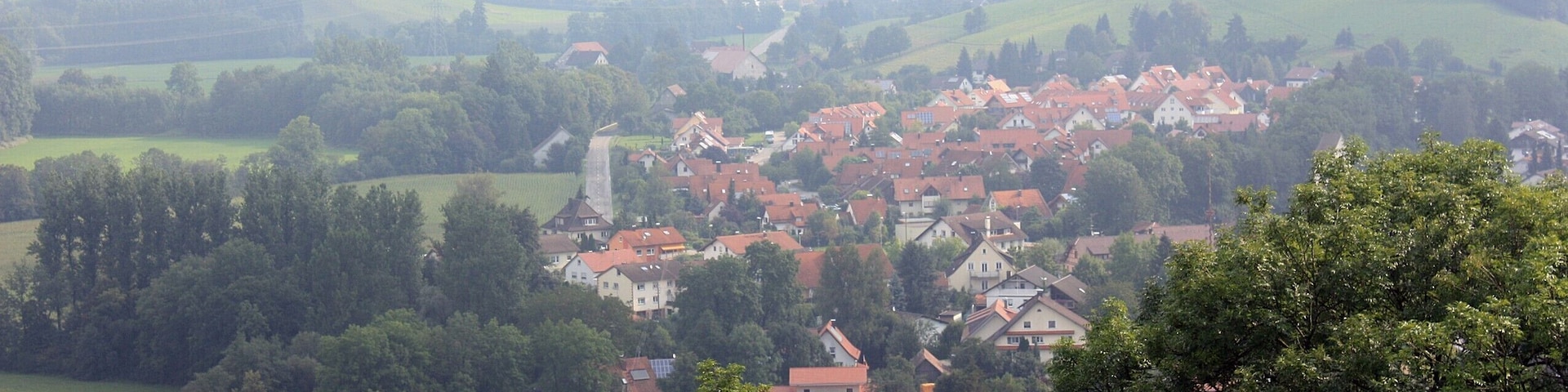 Neuravensburg (Wangen), view from the ruined castle to the villaga