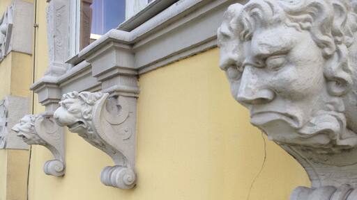 These grotesques (carved stone figures) are quite a treat. You can find them on the outside of the castle at the bottom of most windows. The castle is worth visiting, mostly for the rooms and the cafe. http://www.landesmuseum-ol.de/english.html