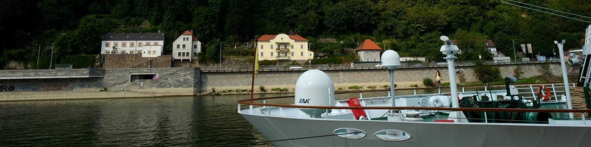 Veste Oberhaus is a fortress that was founded in 1219 and, for most of its time, served as the stronghold of the Bishop of Passau, Germany. The fortress is located on the mountain crest St. Georgsberg on the left side of the Danube between it and the Ilz, and dominates the old city of Passau, which it faces across the Danube. Below Oberhaus on the promontory between the two rivers is Veste Niederhaus, part of the fortress system.