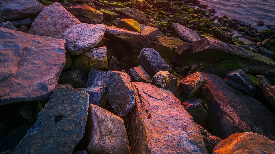 Sunset on a beautiful summer evening at seaside Park in Bridgeport, Connecticut, USA.