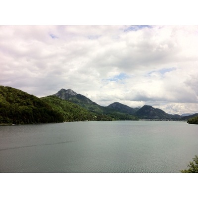 View of Fuschlsee lake. Stunning even with a cloudy day!