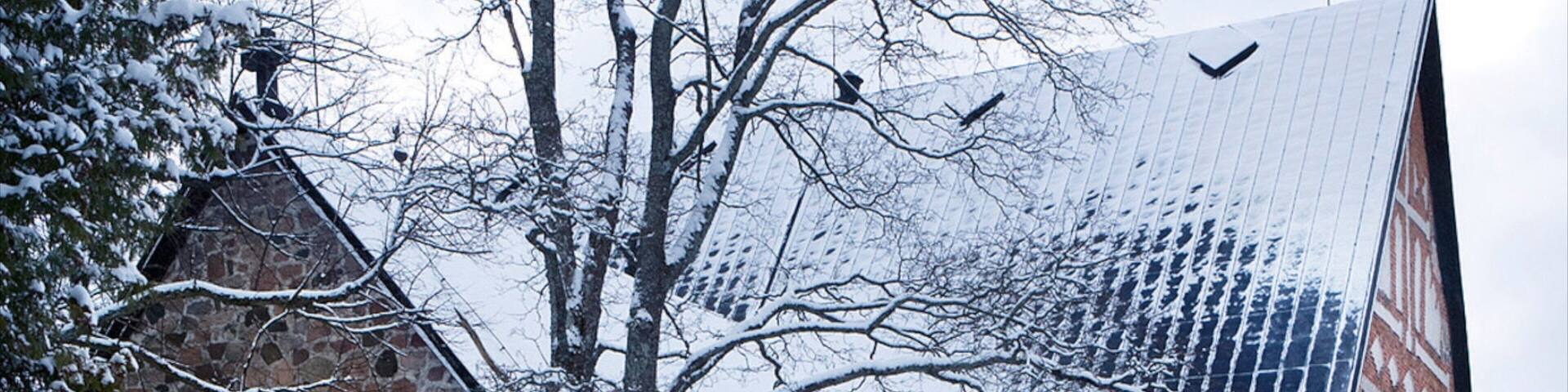 Espoo which includes heritage architecture and snow