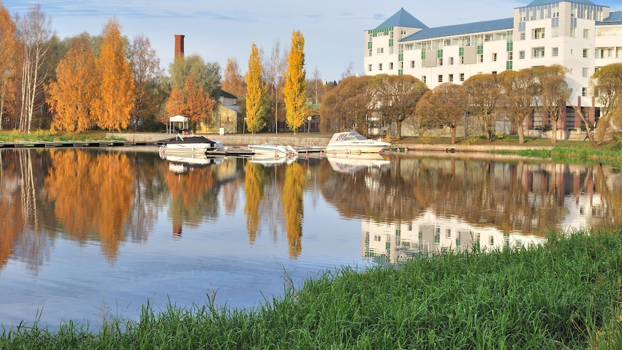 Finland. Beautiful town of Hameenlinna in the autumn evening