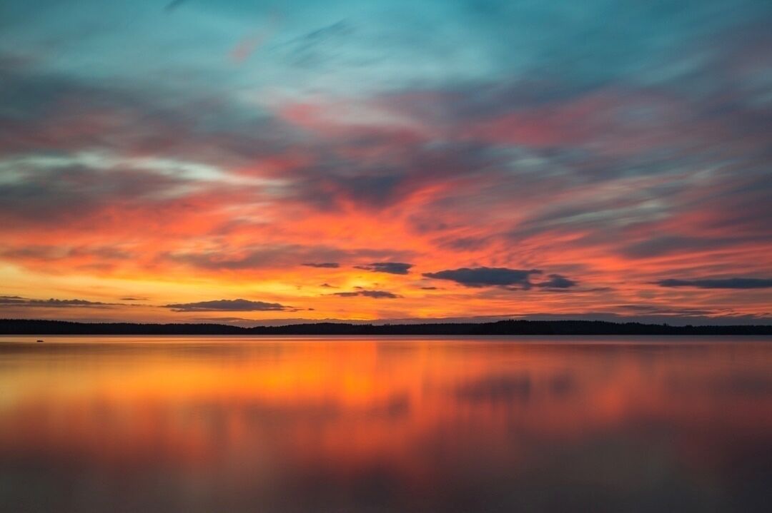 Lovely sunset by Saima lake in Imatra