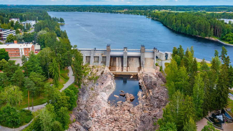 Imatra rapids during a low water flow in Finland