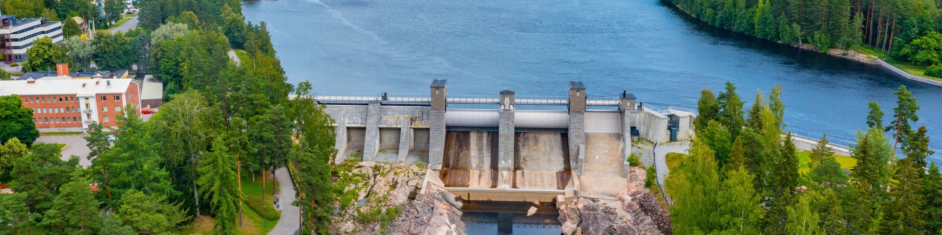 Imatra rapids during a low water flow in Finland