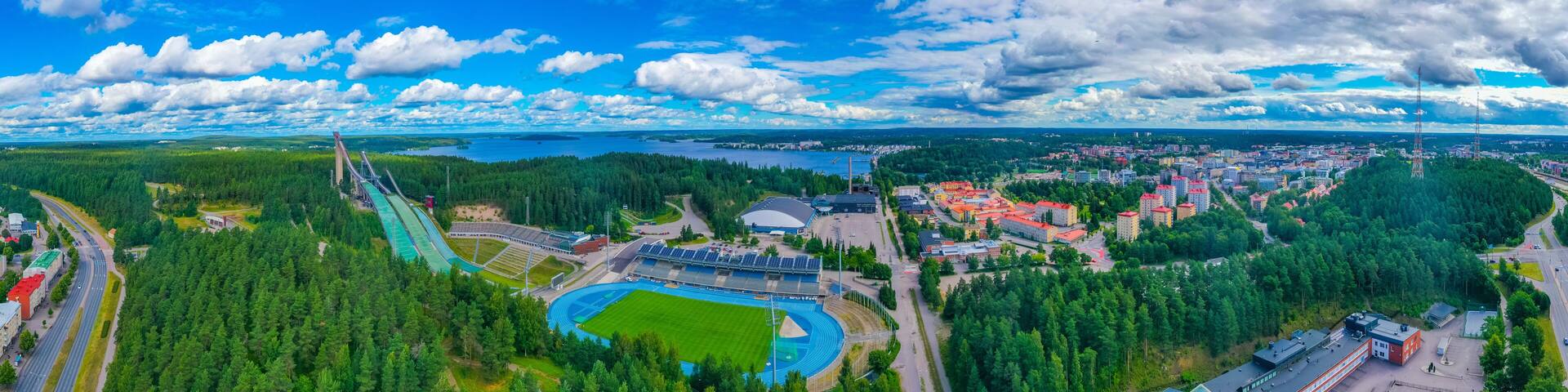 Ski jumping and sport stadium in Finnish town Lahti