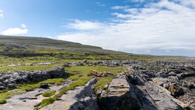 panorama view of the glaciokarst coastal landscape of the Burren Coast in County Clare of western Ireland