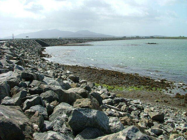 Causeway between Benbecula and South Uist at the background, Outer Hebrides, Scotland