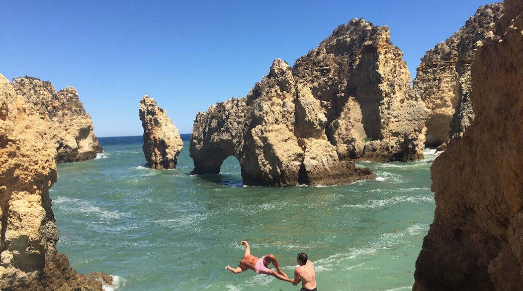 The Algarve has some of the most breathtaking beaches you will ever see. Just me and my buddies doing flips in some treacherous waters