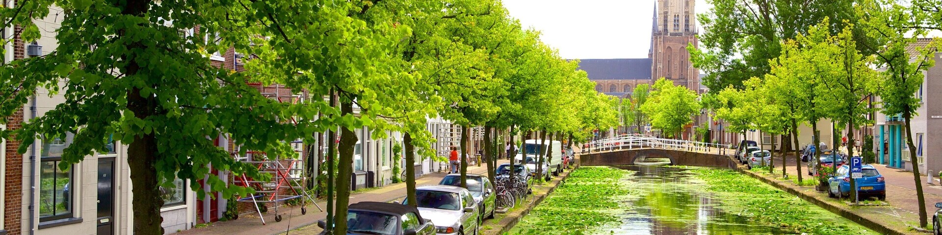 Delft showing street scenes and a river or creek