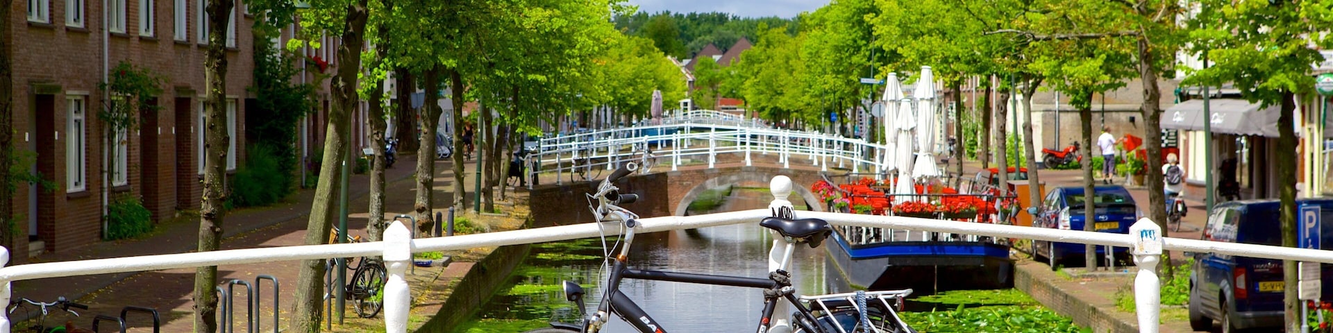 The Hague showing street scenes, road cycling and a river or creek