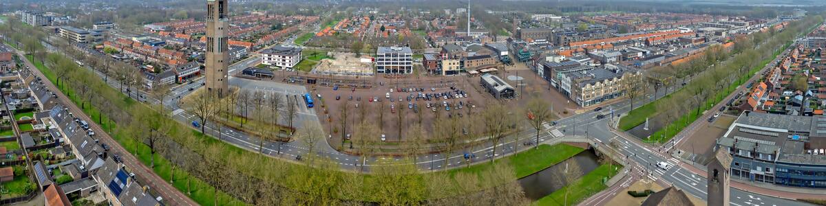 Aerial panorama from the city Emmeloord in Flevoland the Netherlands