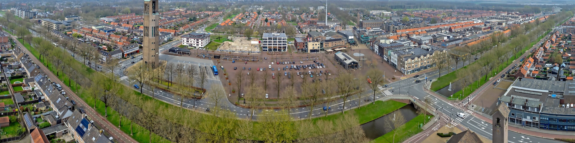 Aerial panorama from the city Emmeloord in Flevoland the Netherlands