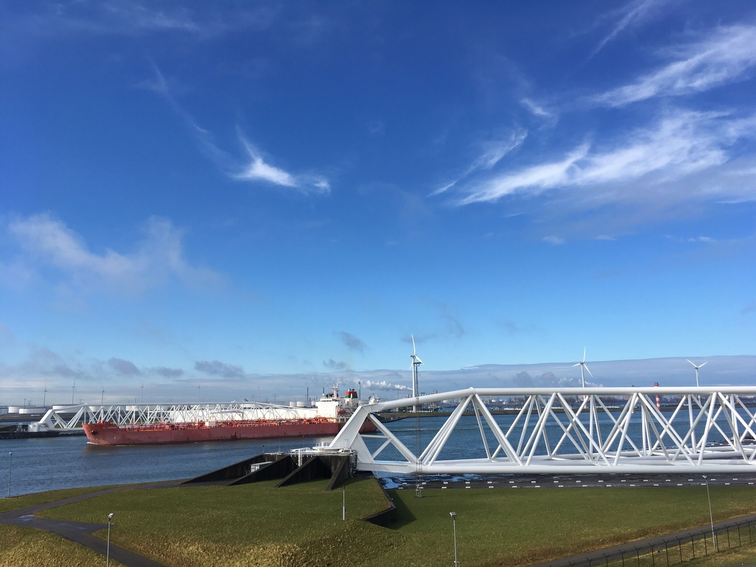 Never a dull moment at the Maaslaent kering, the gates protecting the
big South Holland bathtub from that fickle North Sea. 

Walk up the “natural” hill for this nice vista. Just in case you are not a fan of stairs: there is a road around the back as well.

http://www.keringhuis.nl/index.php?id=37