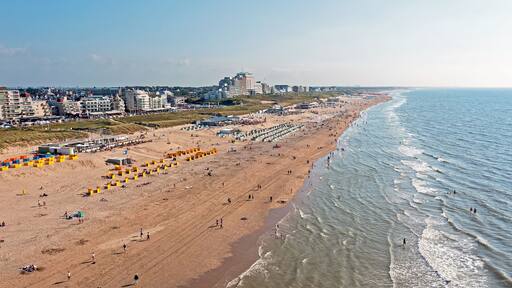 Aerial from the beach in Noordwijk aan Zee in the Netherlands