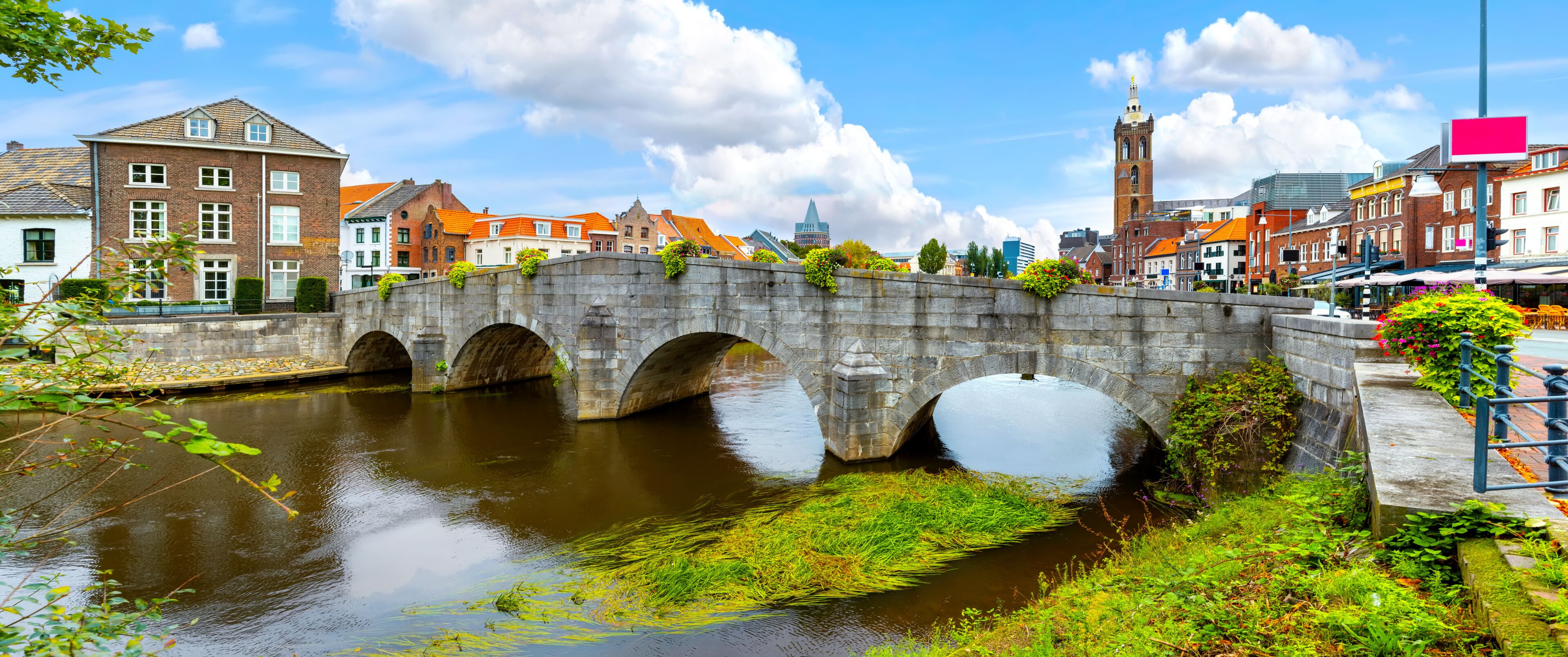 Panorama of Roermond with Steenen- of Maria-Theresia brug and view to the city