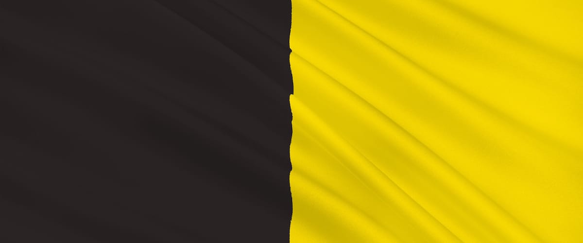 A flag with diagonal stripes.