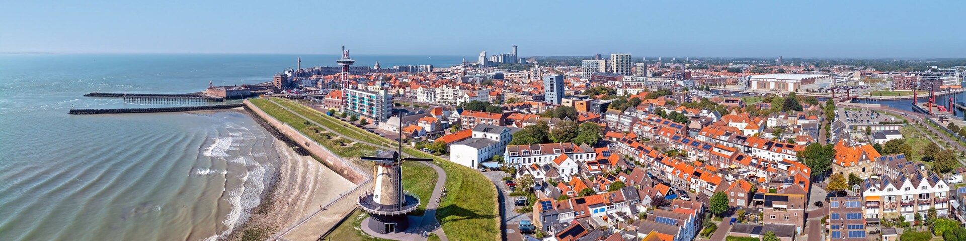Aerial panorama from the historical town Vlissingen in Zeeland the Netherlands
