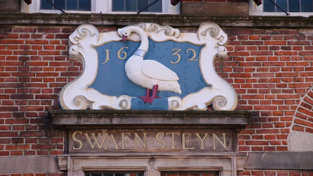 Crest on a ancient building named Swaensteyn from 1512 which is in Voorburg the Netherlands and used for meeting of the City Council