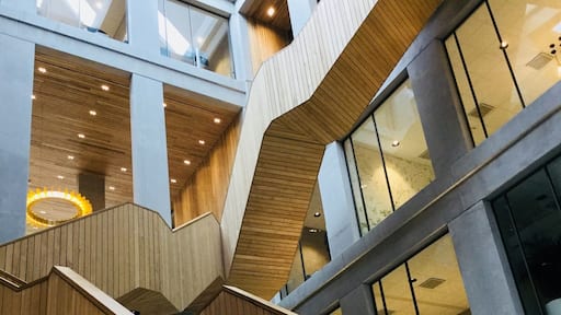 A staircase with an Escher design makes waiting for any appointment very worthwhile.