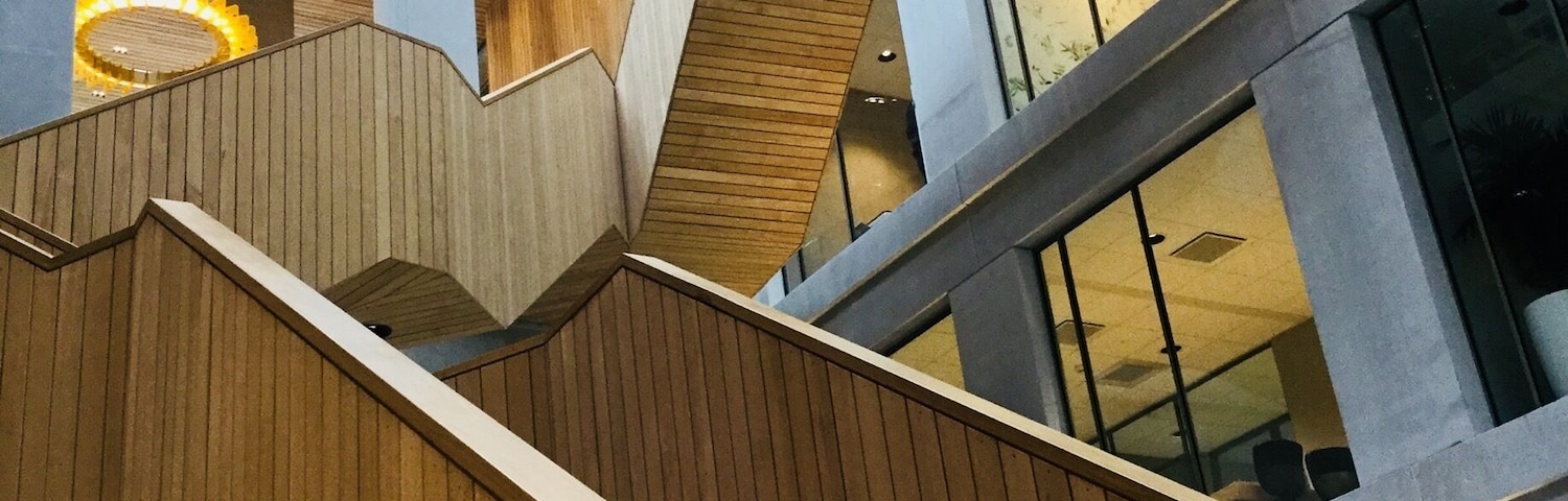A staircase with an Escher design makes waiting for any appointment very worthwhile.