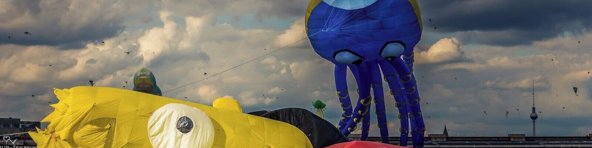 "Giant Kite Festival" at BerlinÂŽs former Tempelhof airport which is now open to the public. There was a referendum recently wether to use a part of the area for development but the people of Berlin voted against it, because people LOVE to use this this open space for cycling, bbqing, kiting, tanning, blading you name it. I am pretty sure that no other city in the world has such a huge open space right in the middle. #festival