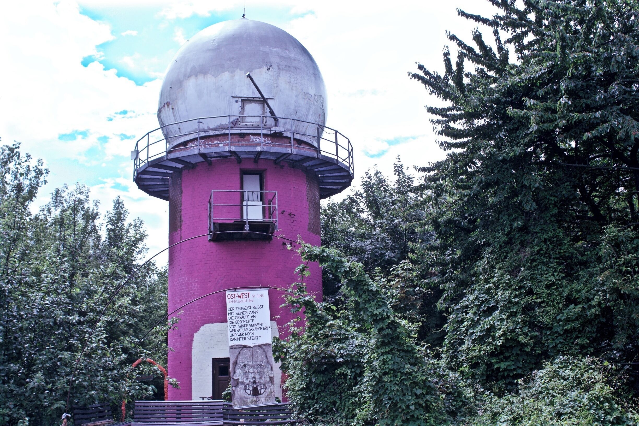 Teufelsberg tower is a former US spy station set in former West Berlin. It is a bit less than a 2 mile hike from the S Bahn station that leaves you near the entrance of Grunewald Park. This park is full of beautiful hikes, as well as a lake for free swimming. The highlight, however, is definitely Teufelsberg tower. It is now abandoned, but has been overtaken by artists. For 7 euro, you can have an hour tour of all the graffiti art. 
