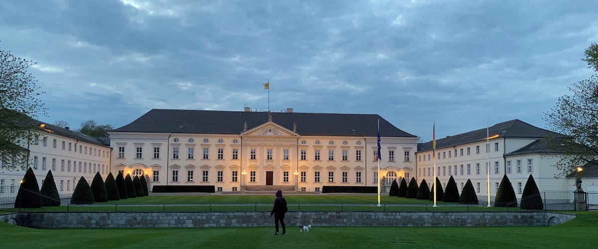 Bellevue palace - the official residence of president of Germany stumbled at night and captured this picture at a bus stop