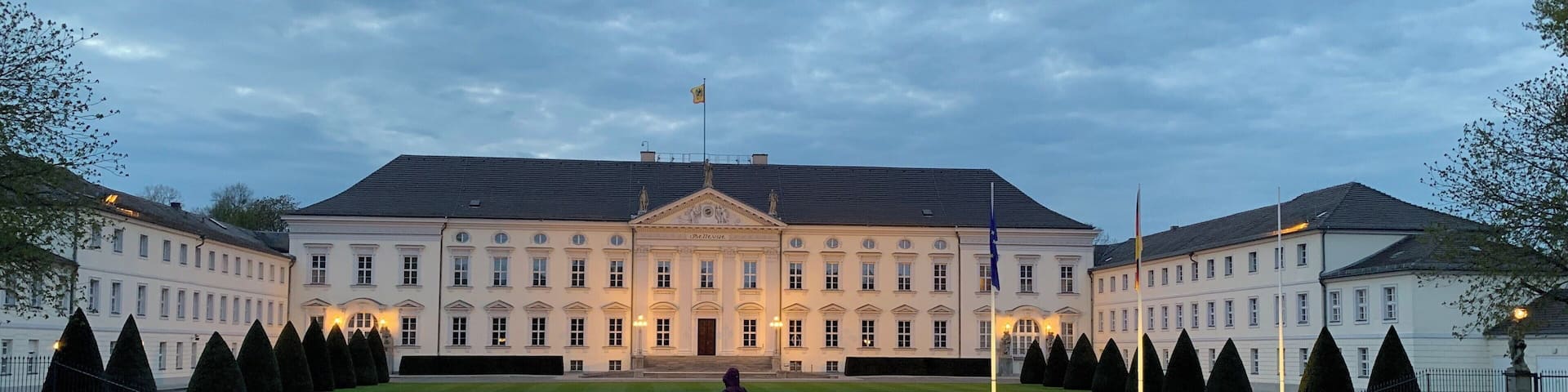 Bellevue palace - the official residence of president of Germany stumbled at night and captured this picture at a bus stop