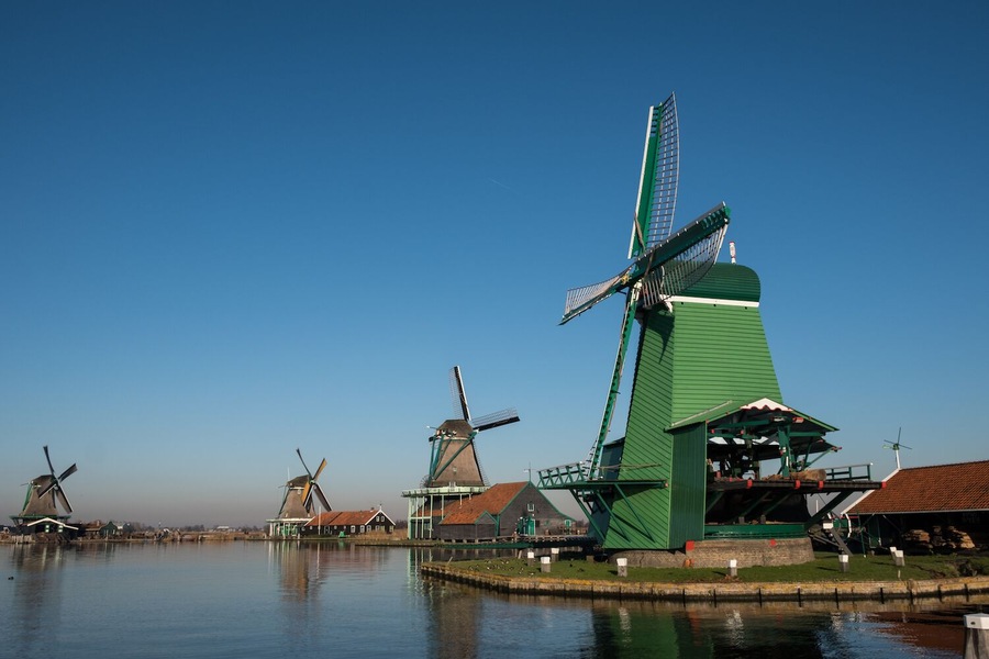 Taken on a crisp cold December day. It was a glorious blue sky day and the windmills looked stunning !