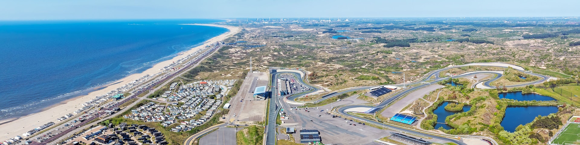 Aerial panorama from the formula one race circuit in Zandvoort the Netherlands
