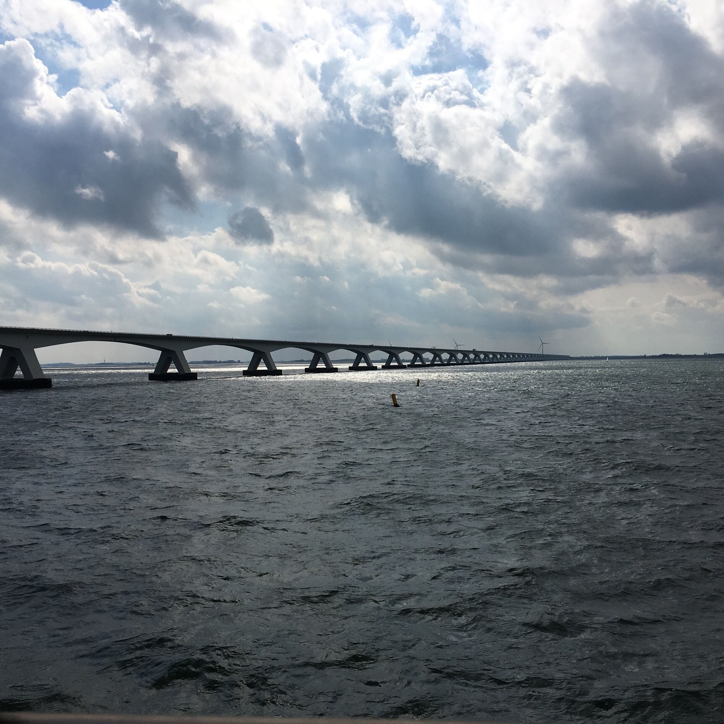 5km long bridge over the Oosterschelde. 