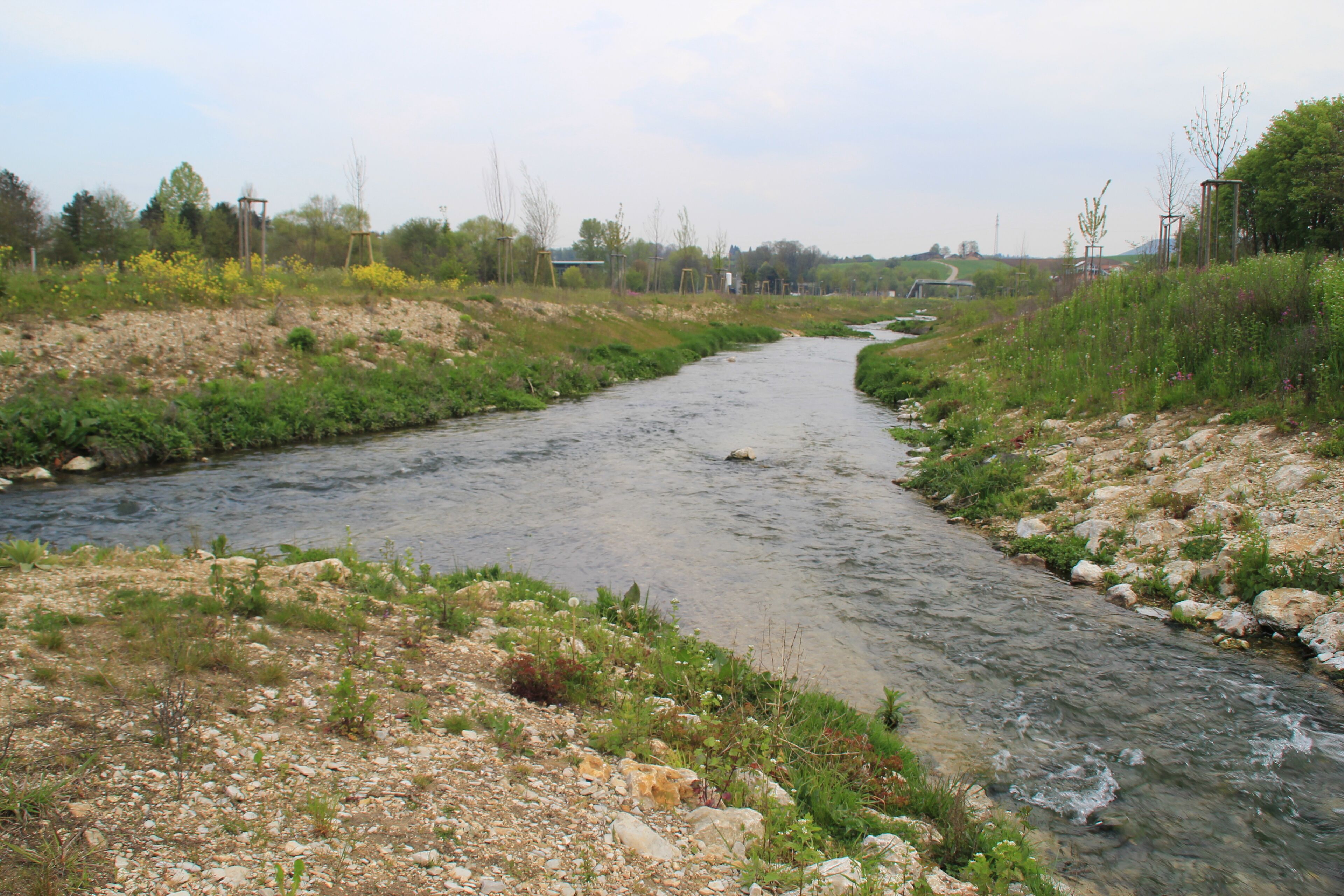 Zusammenfluss von Weißem Kocher (rechts) und Schwarzem Kocher (links) zum Kocher (hinten)