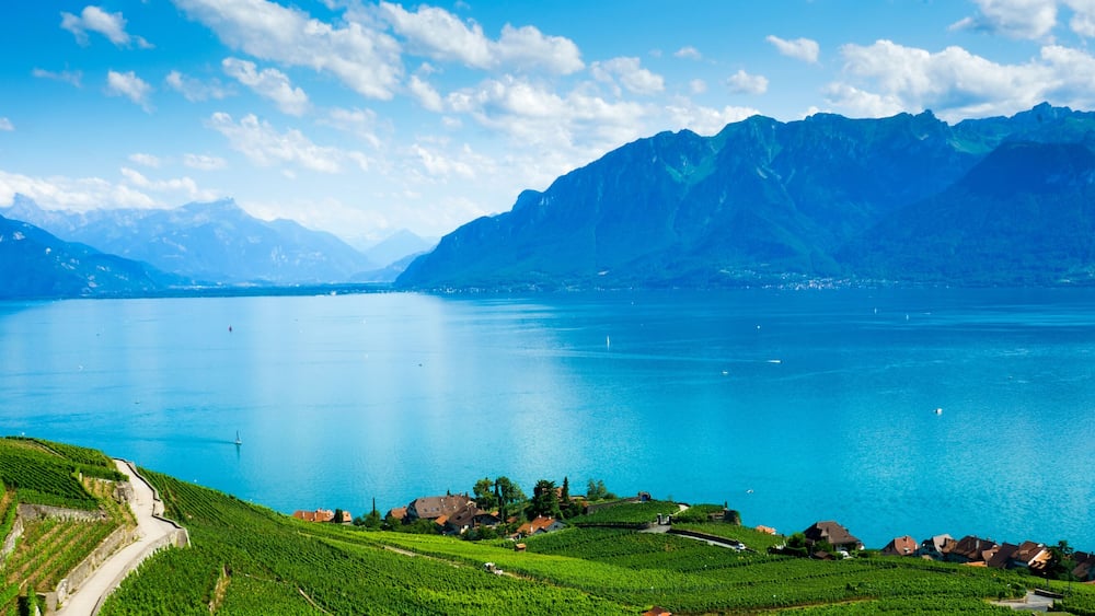 Panorama scene of Geneva Lake, Switzerland