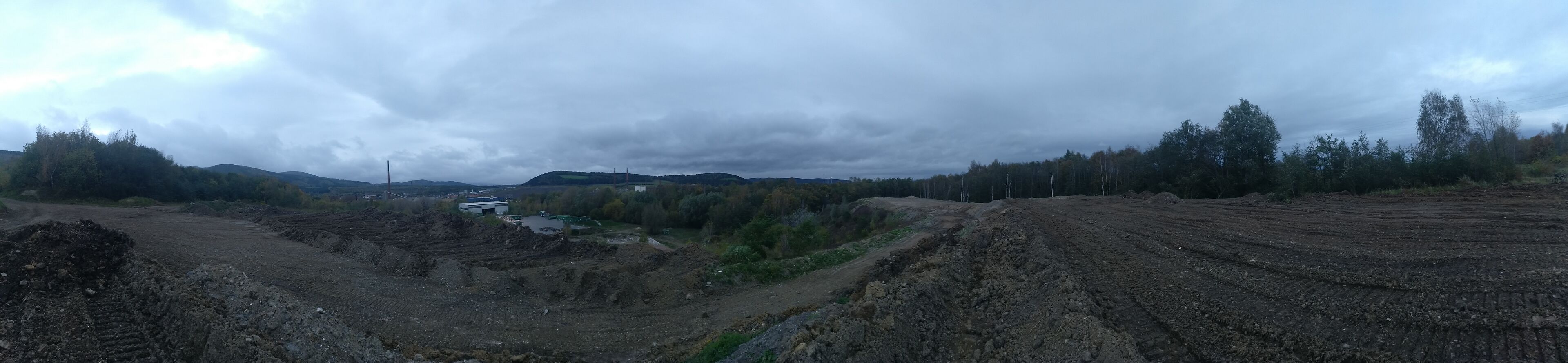 Panorama next to the abandoned quarry Langenberg on a dump for building rubble.