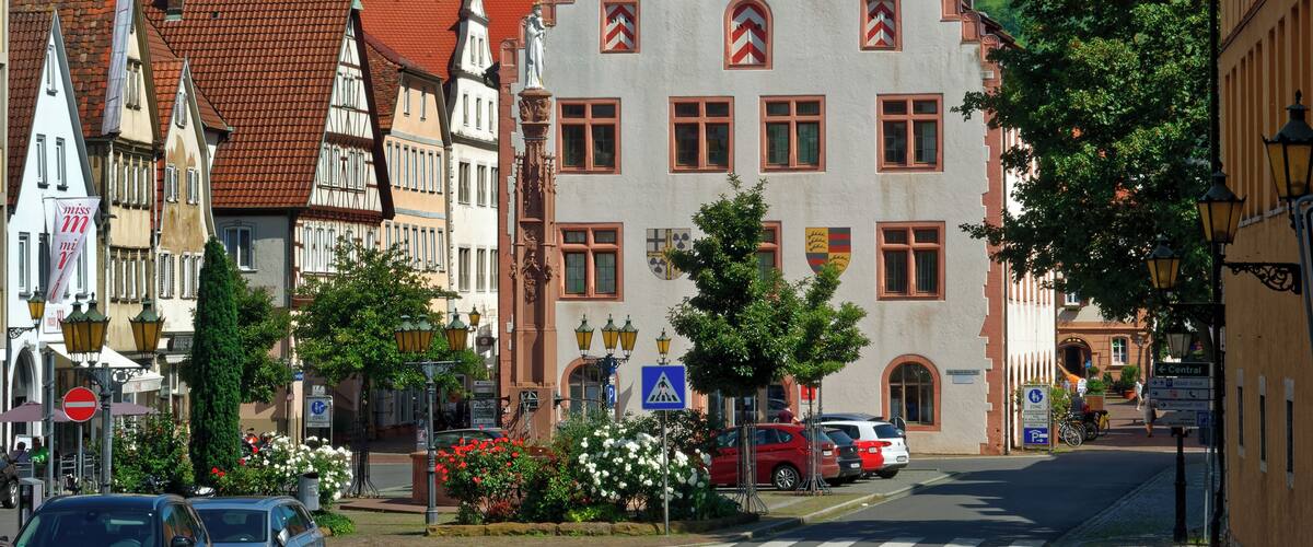 Rückseite altes Rathaus Bad Mergentheim.