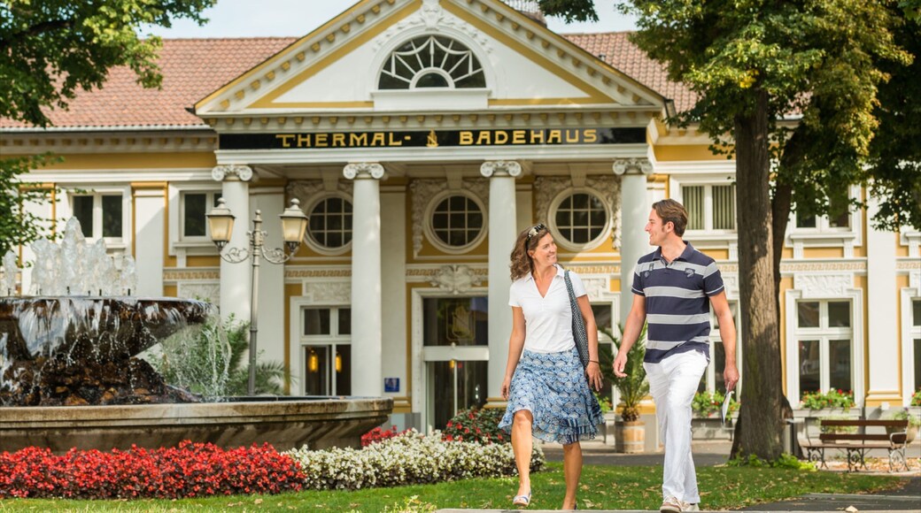 Bad Neuenahr-Ahrweiler toont historische architectuur en een fontein en ook een stel