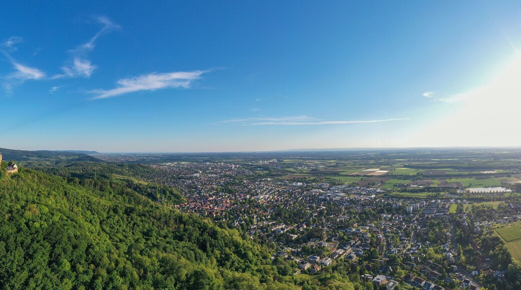 Panoramic aerial view of the German town Bensheim in summer during daytime