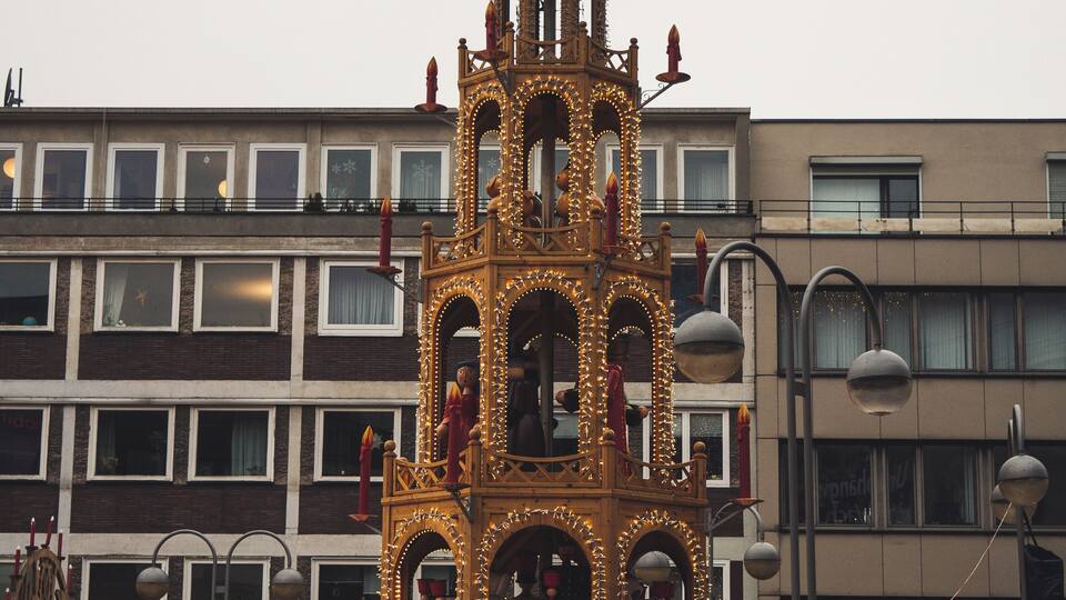 At the center of the Christmas market in Bochum, Germany.