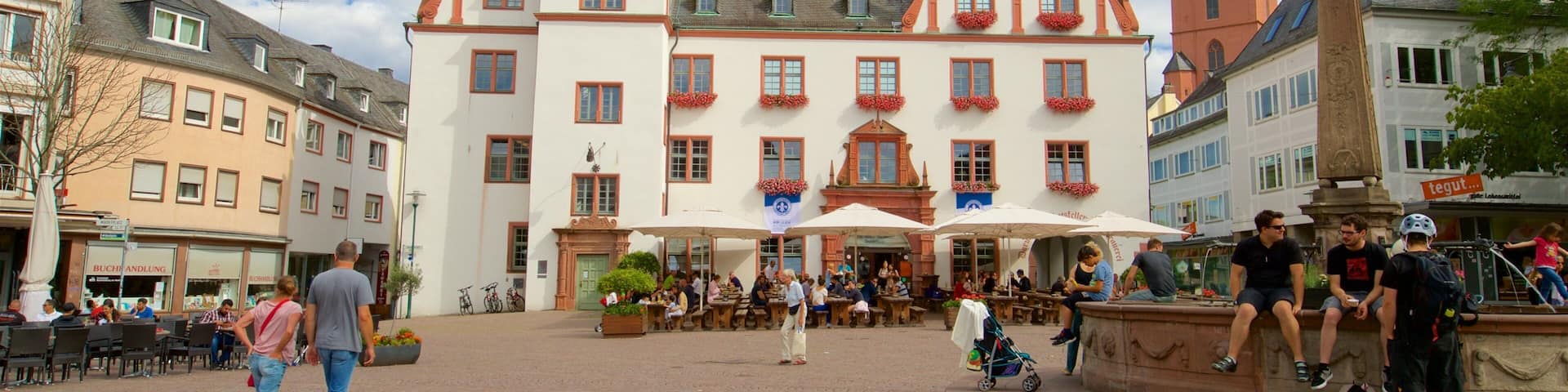 Darmstadt featuring street scenes, a fountain and a square or plaza