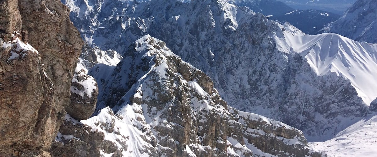 Beautiful alpine view from Zugspitze, the tallest mountain in Germany