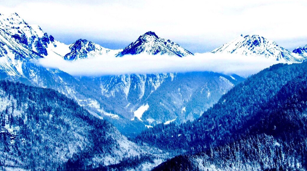 Clouds passing through the Bavarian Alps in Germany #WinterWonders