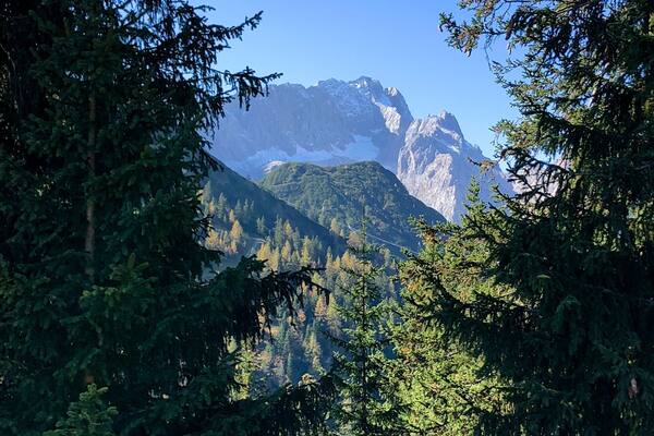 Top of Germany! The Zugspitze, at 2,962 m above sea level, is the highest peak of the Wetterstein Mountains as well as the highest mountain in Germany. It lies south of the town of Garmisch-Partenkirchen, and the Austria–Germany border runs over its western summit. South of the mountain is the Zugspitzplatt, a high karst plateau with numerous caves. On the flanks of the Zugspitze are three glaciers, including the two largest in Germany: the Northern Schneeferner with an area of 30.7 hectares and the Höllentalferner with an area of 24.7 hectares. The third is the Southern Schneeferner which covers 8.4 hectares.