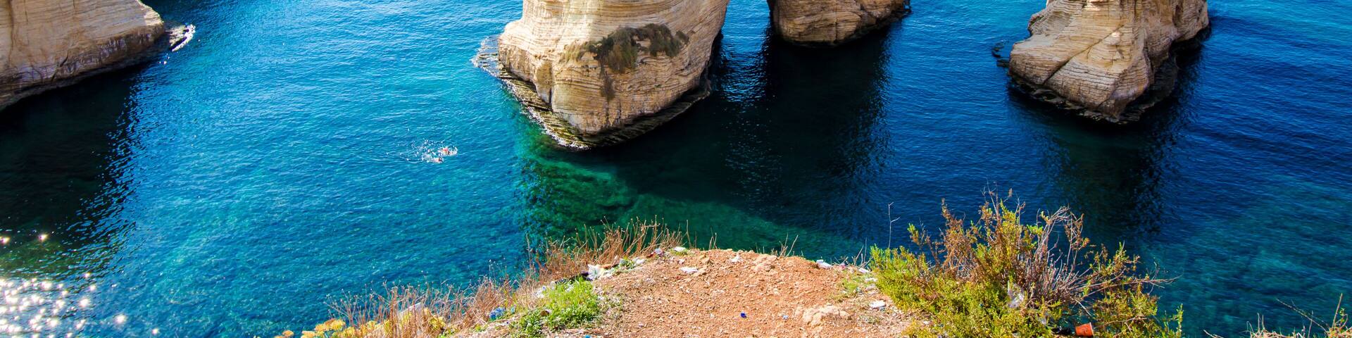 Pigeon Rocks in Beirut, Lebanon