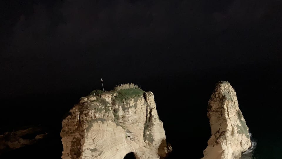 Night pic of the bay rock